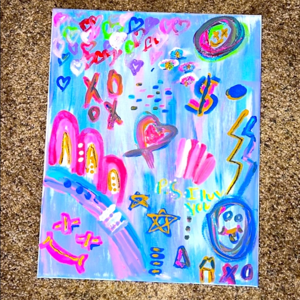 I’m selling a colorful preppy painted canvas